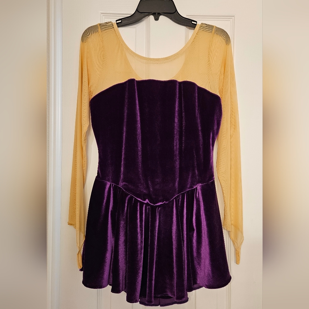 Elegant Purple and Tan Velvet SKATING Dress Adult Large